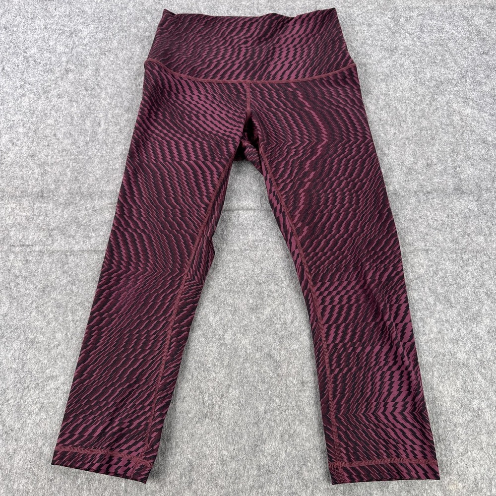 Lululemon Pants Womens Small Burgundy Black High Rise Patterned Leggings Yoga